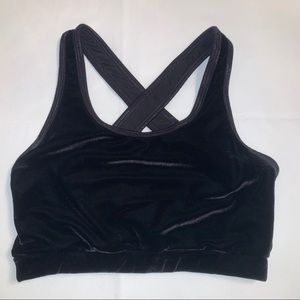 Black velvet sports bra